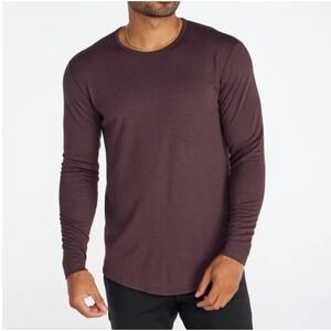 BYLT Premium Basics Long Sleeve Shirt Mens XXL Plum Ribbed Tee Crew Neck